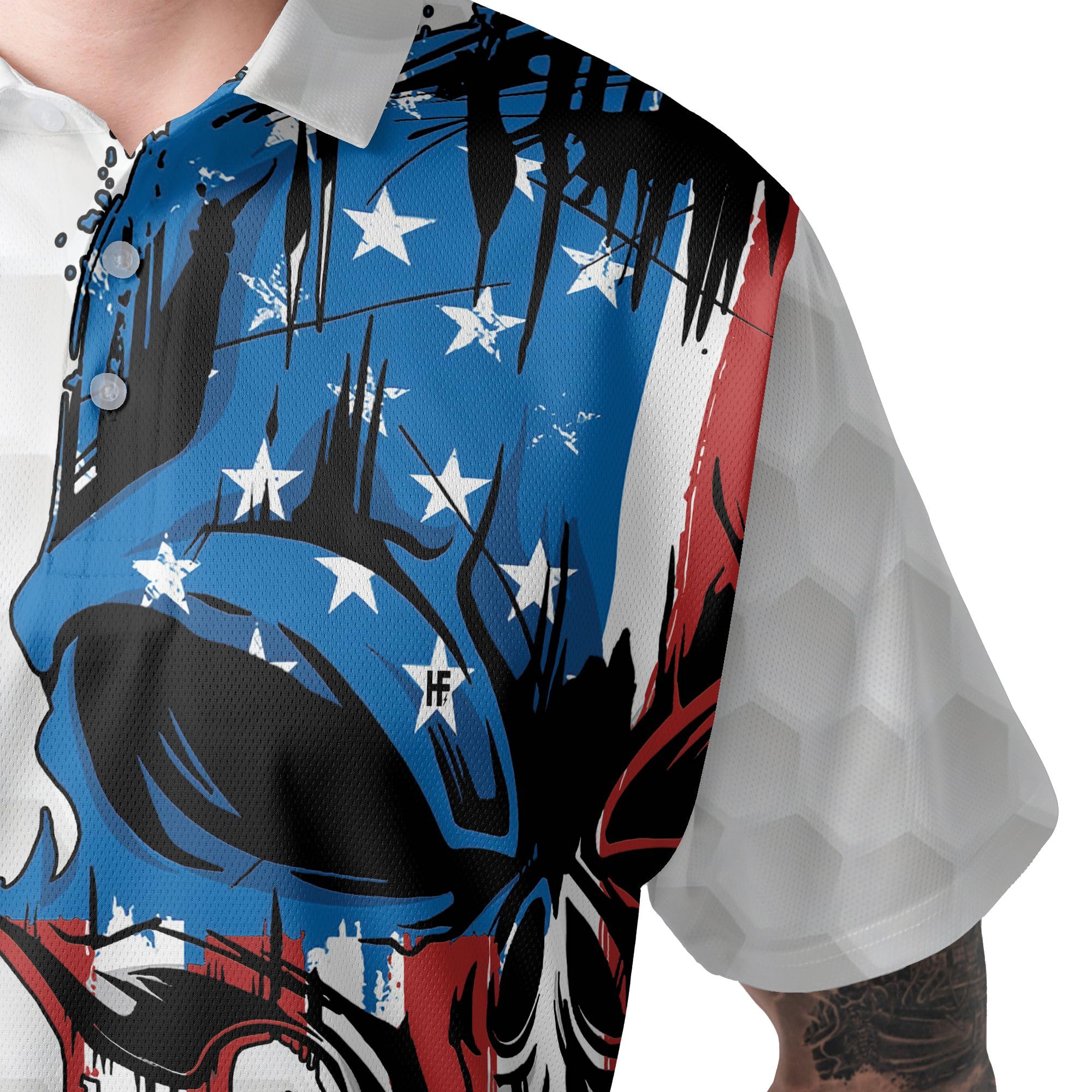 HYPERFAVOR Patriotic American Flag Golf Polo Shirts for Men - Short Sleeve Performance Golf Shirt - Perfect for Golf Tournaments, 4th of July & Patriotic Events