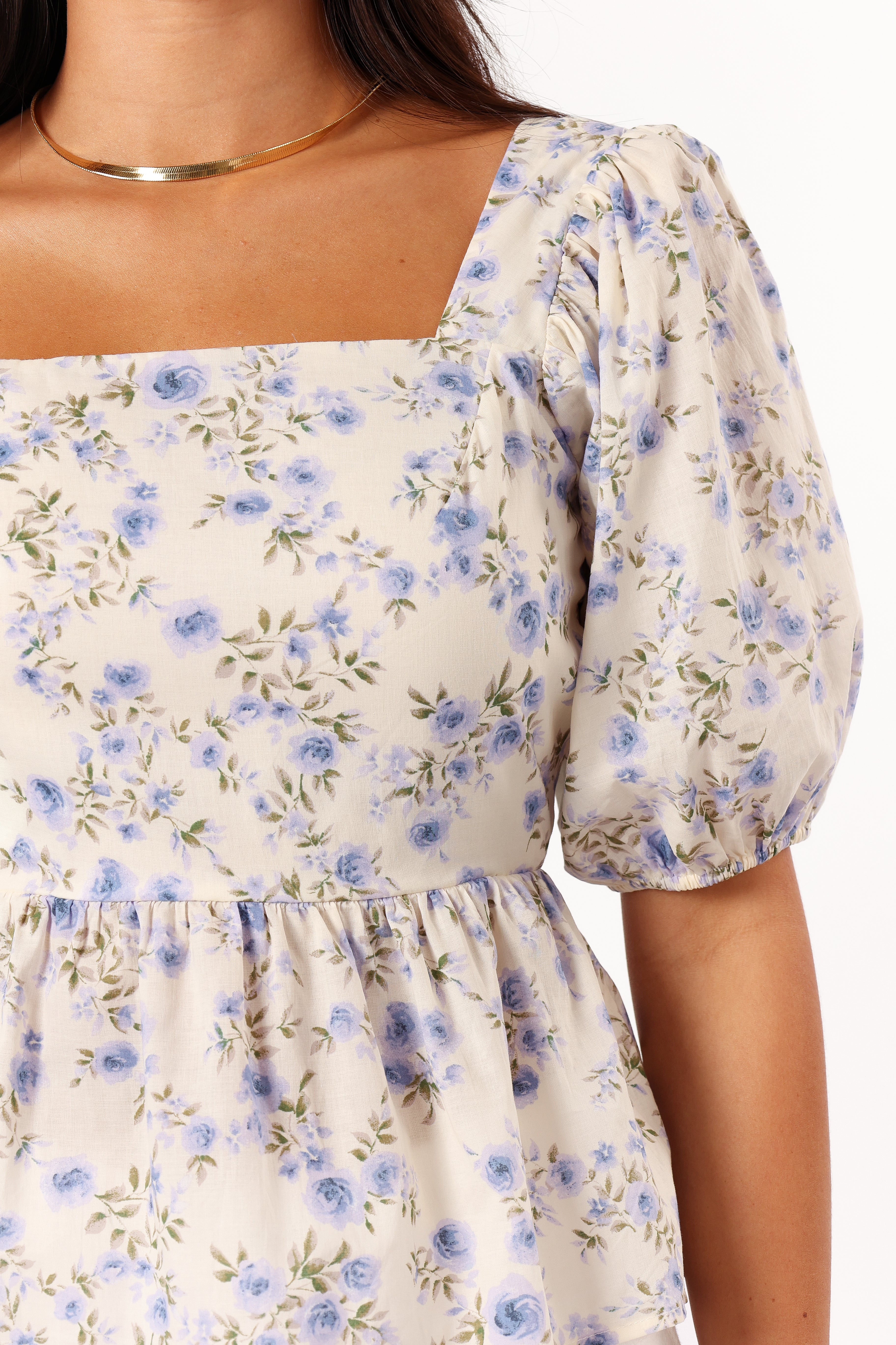 Celia Top Women's Ivory Blue Blouse - Elegant Casual Wear for Office, Party & Everyday Outfits