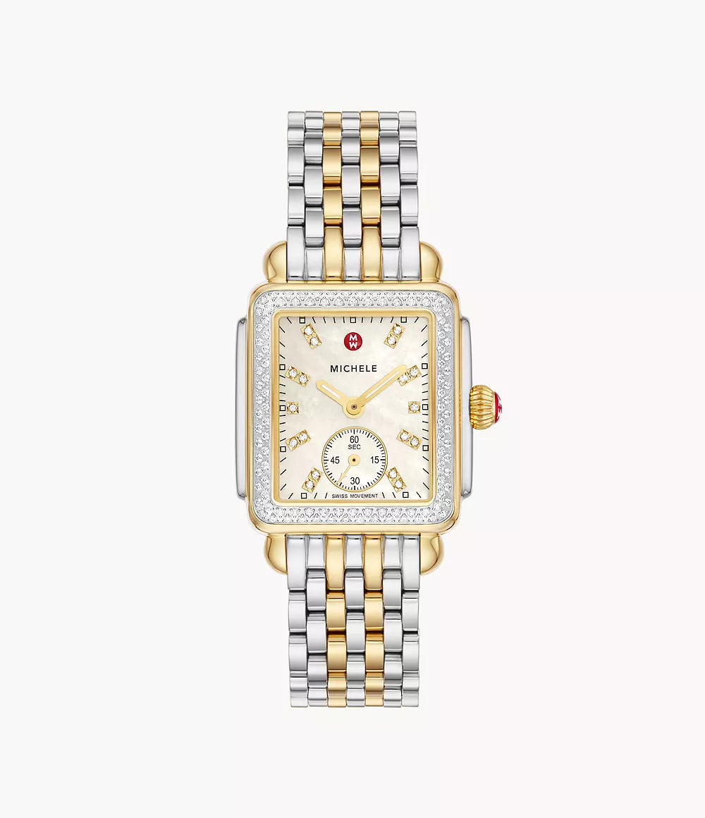 Deco Madison Mid Two Tone 18K Gold Diamond Dial Watch for Women - Luxury Dress Watch for Formal Events & Evening Occasions