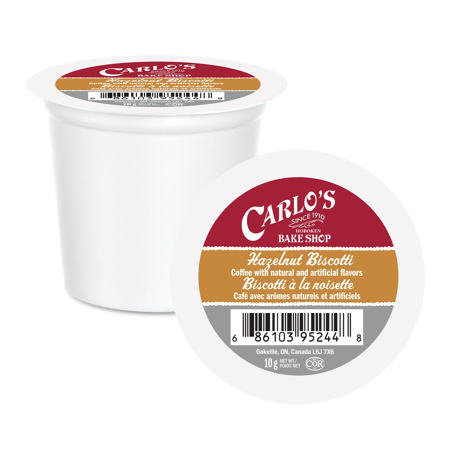 Carlo's Bake Shop Hazelnut Biscotti Single Serve Coffee Pods 24 Pack - Perfect for Breakfast, Office Snacks & Afternoon Tea Time
