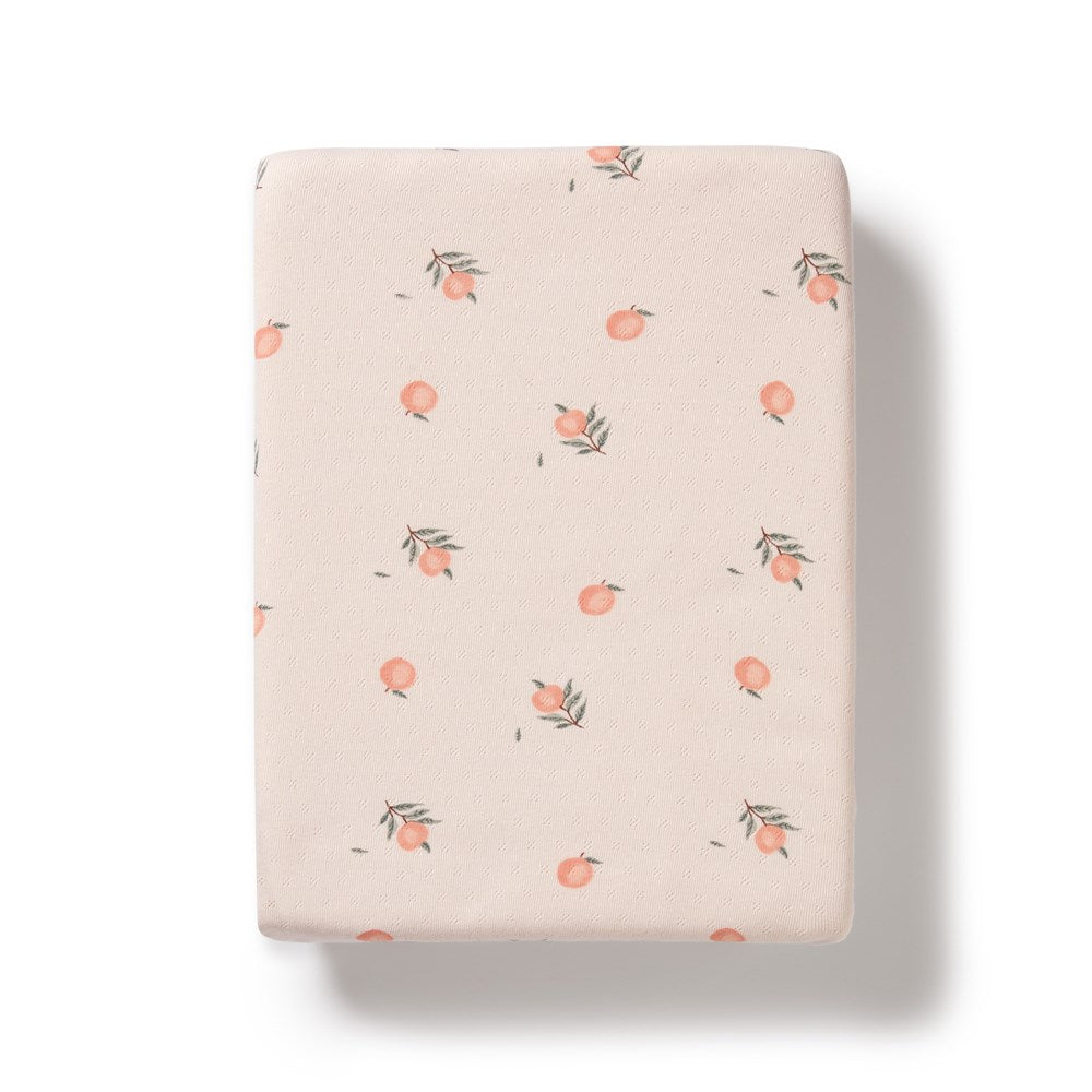 Organic Peaches Pointelle Bassinet Sheet - Soft, Breathable Crib Fitted Sheet for Baby Nursery & Travel - Perfect for Newborns, Infants & Toddlers