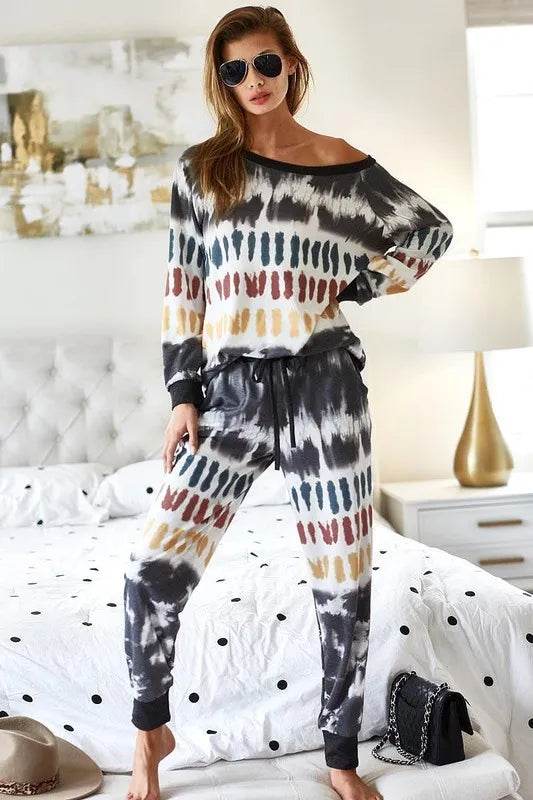 BiBi Tie Dye Print French Terry Top - Trendy Women's Casual Short Sleeve T-Shirt for Summer Outfits, Beach Wear & Lounge