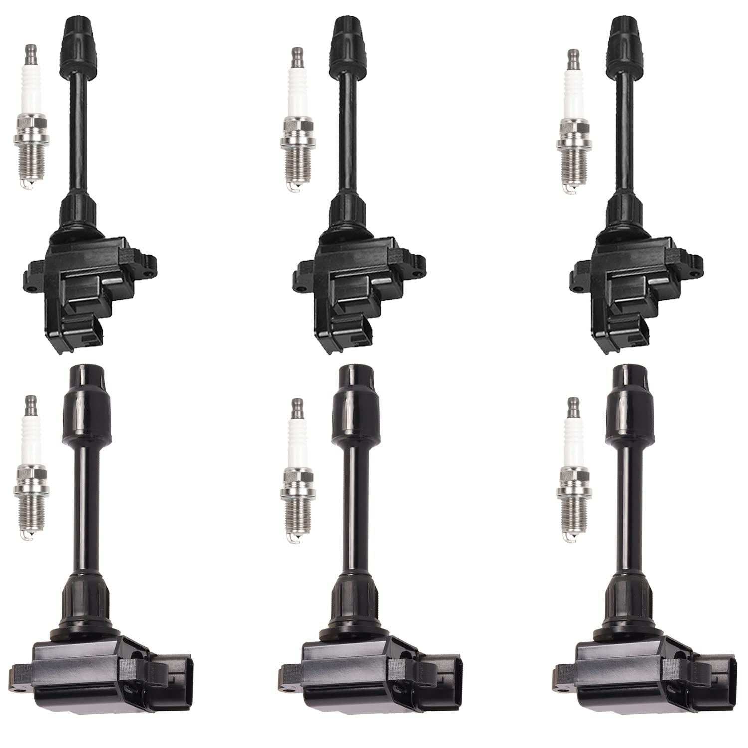 6-Piece Ignition Coil Pack & Platinum Spark Plug Set - Compatible with 1995-1999 Infiniti/Nissan Maxima I30 3.0L V6 Engine - High Performance Replacement Parts for Smoother Acceleration & Better Fuel Efficiency - Perfect for DIY Auto Repair & Engine Maintenance