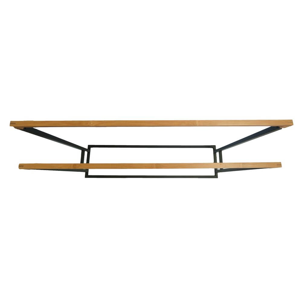 Limited Edition Bamboo and Matte Black Wide Towel Rack - Bathroom & Kitchen Storage Organizer for Sponges, Towels, and Utensils