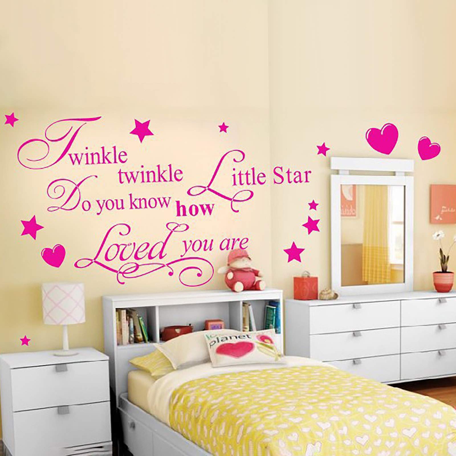 Baishitop Home Decor Wall Stickers - English Letter & Butterfly Pattern Vinyl Decals for Living Room, Bedroom, Nursery - Easy Peel & Stick DIY Wall Art for Home, Office, Dorm Decor