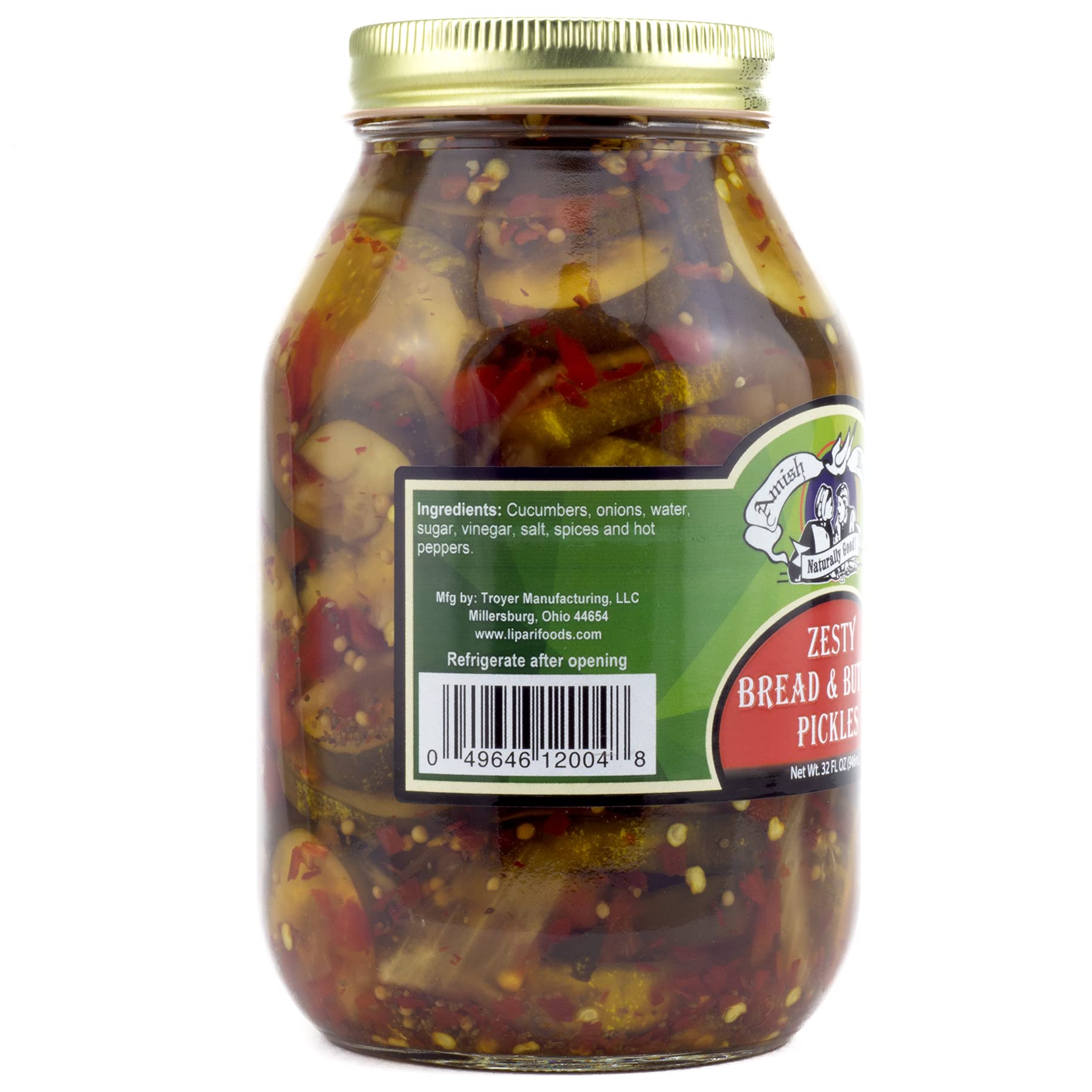 Amish Wedding Zesty Bread & Butter Pickles - Crunchy Sweet & Tangy Pickles in Brine - 32oz Glass Jar - Perfect for Burgers, Sandwiches & Charcuterie Boards