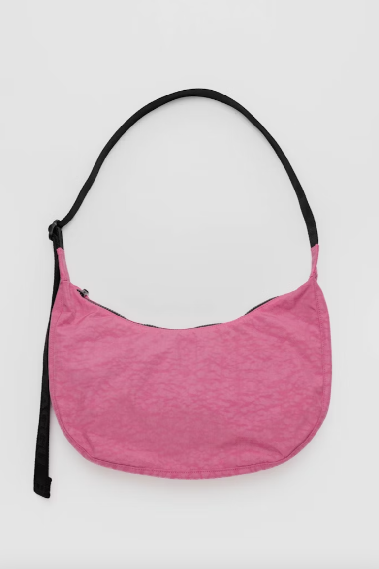 Medium Crescent Crossbody Bag in Azalea Pink - Stylish & Lightweight for Everyday Use, Travel, and Work