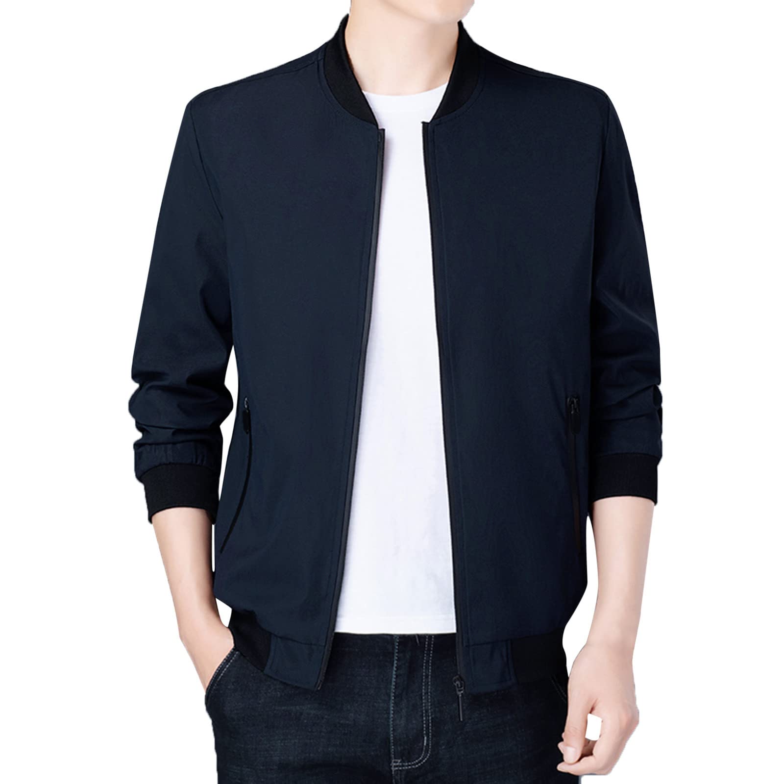 Men's Waterproof Raincoat with Hood - Long Sleeve Casual Jacket for Autumn & Winter - Stand Collar Coat with Pockets - Perfect for Outdoor Activities, Commuting & Travel