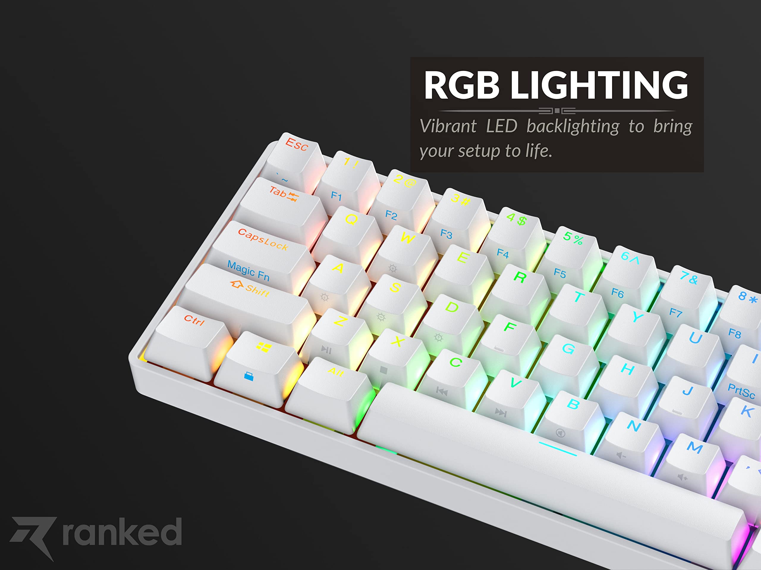 N60 Nova 60% Mechanical Gaming Keyboard - Hot-Swappable, 61 Programmable Keys with RGB Backlight, US Layout (White, Gateron Blue Switches) | Perfect for PC/Mac Gamers, Office Work & Typing Enthusiasts