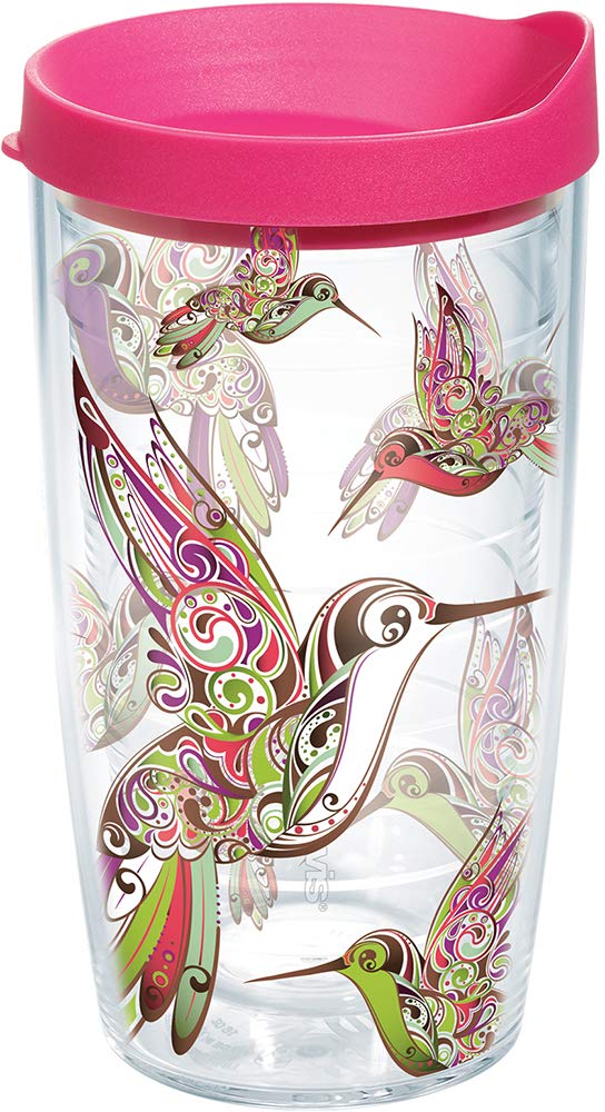 Tervis HUMMINGBIRDS Insulated Tumbler 16oz Clear Inner - Double Wall Vacuum Stainless Steel Travel Mug for Hot & Cold Drinks - Perfect for Coffee, Tea, Hiking, Camping & Office Use