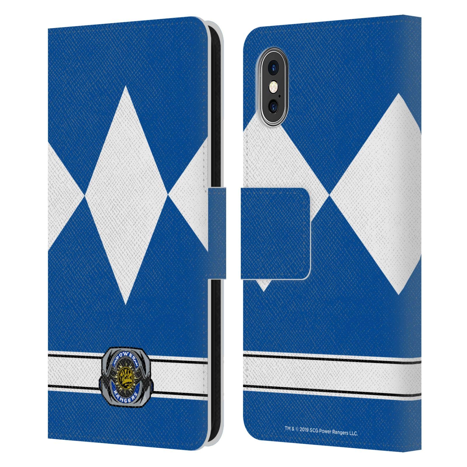 Official Power Rangers Blue Ranger Retro Leather Wallet Case for Apple iPhone X/Xs - Licensed Costume Design, Perfect for Fans & Collectors (Ideal for Cosplay, Gifts & Everyday Use)