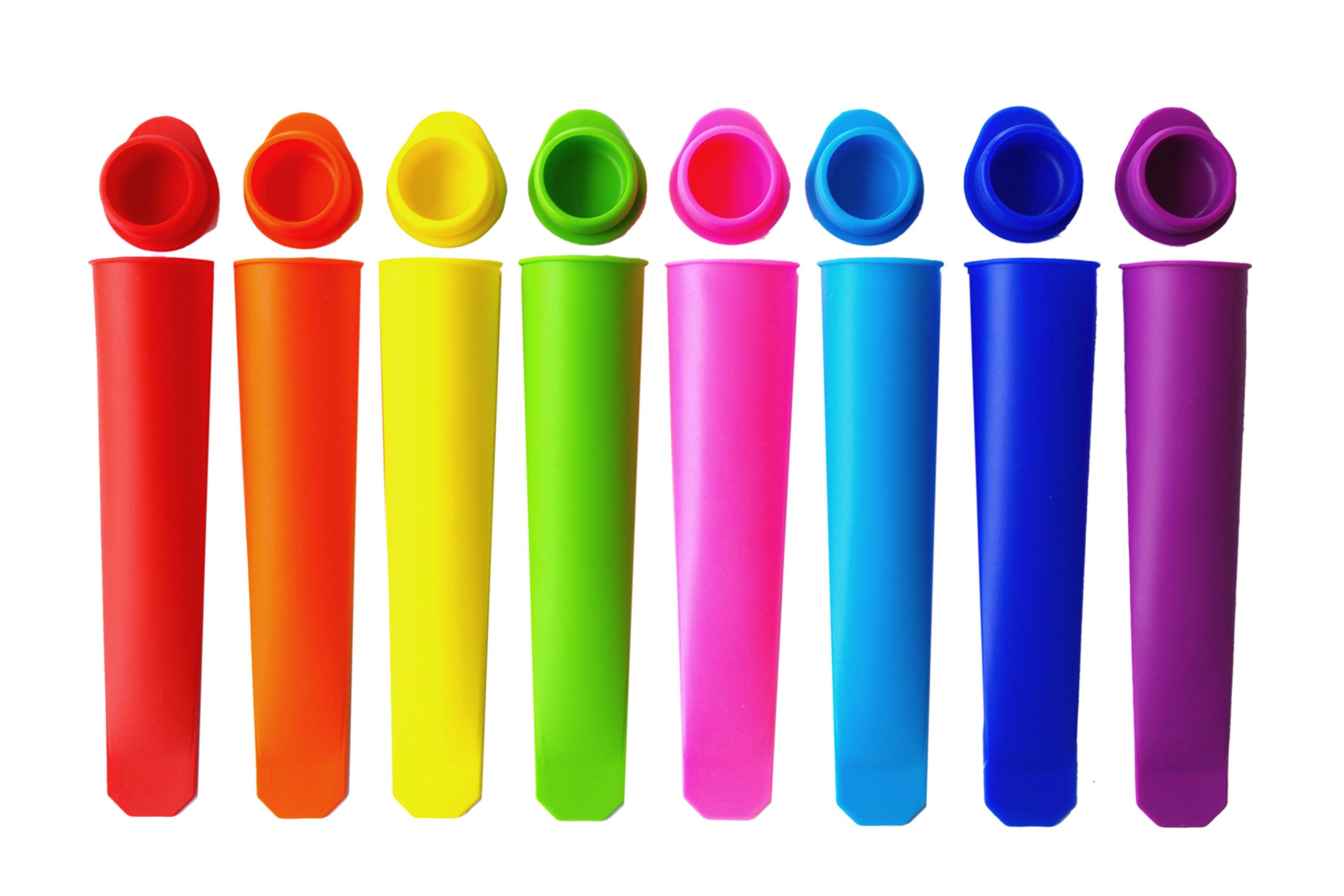 8-Piece Silicone Ice Pop Molds Set - BPA-Free Popsicle Maker with 8 Vibrant Colors for Homemade Frozen Treats - Perfect for Summer Snacks, Kids Parties & Healthy Desserts