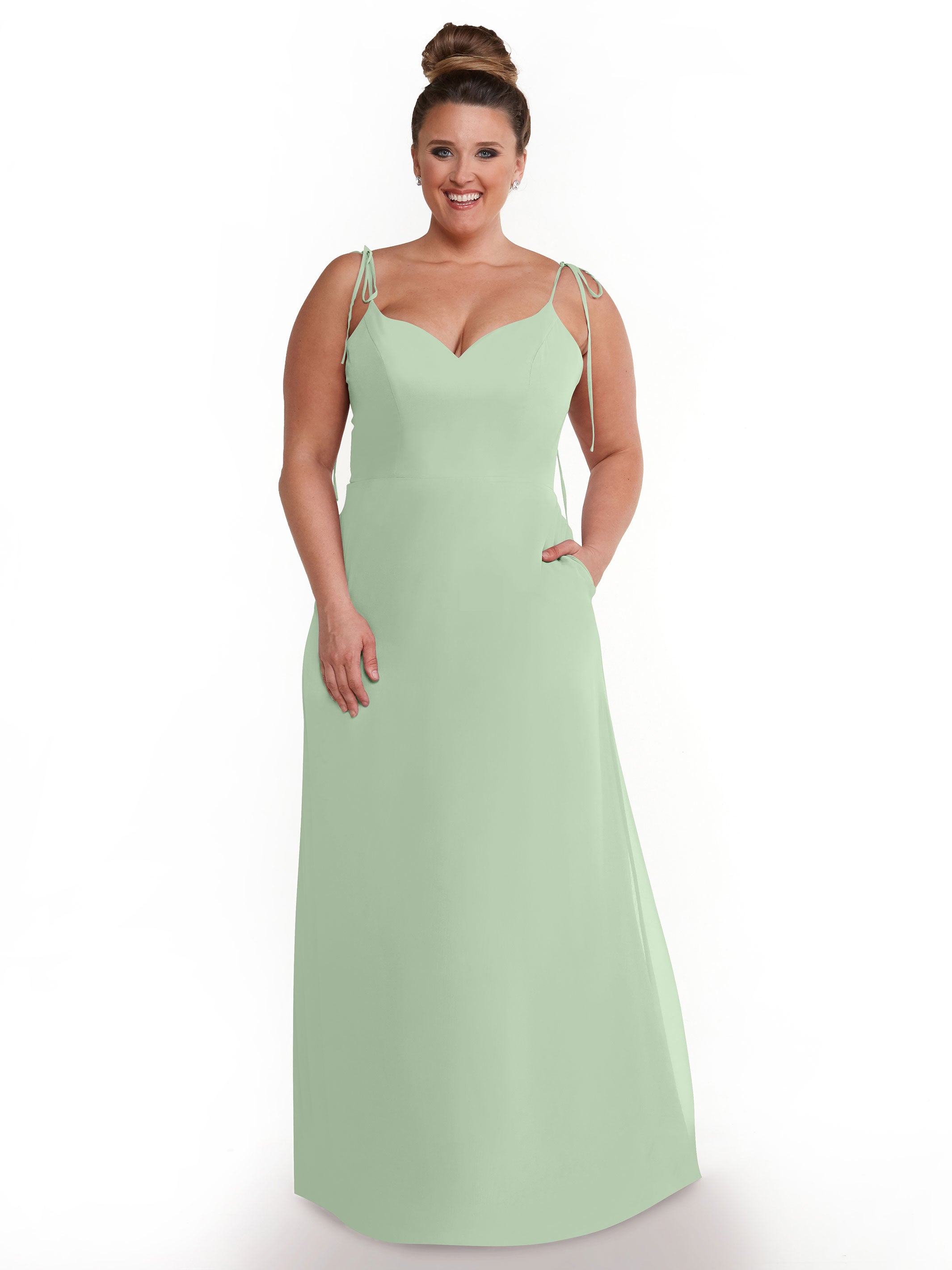 Elegant 80144 Chiffon A-Line Bridesmaid Dress with V-Neck & Spaghetti Straps - Perfect for Weddings, Formal Events & Special Occasions