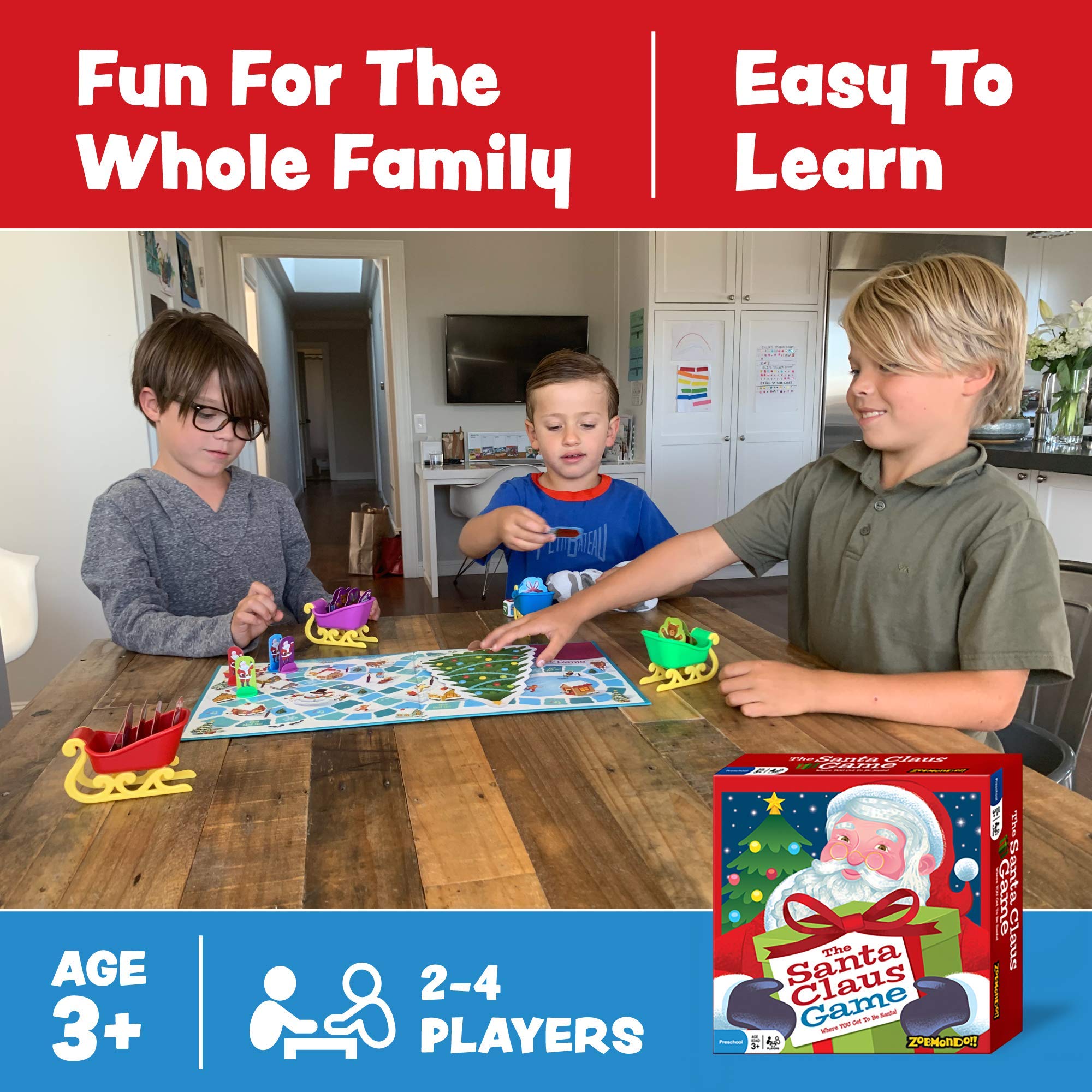 Zobmondo!! The Santa Claus Game - Award-Winning Christmas Board Game for Kids Ages 3+ | Fun Family Holiday Party Game for Boys & Girls | Educational & Entertaining Gift for Christmas Gatherings