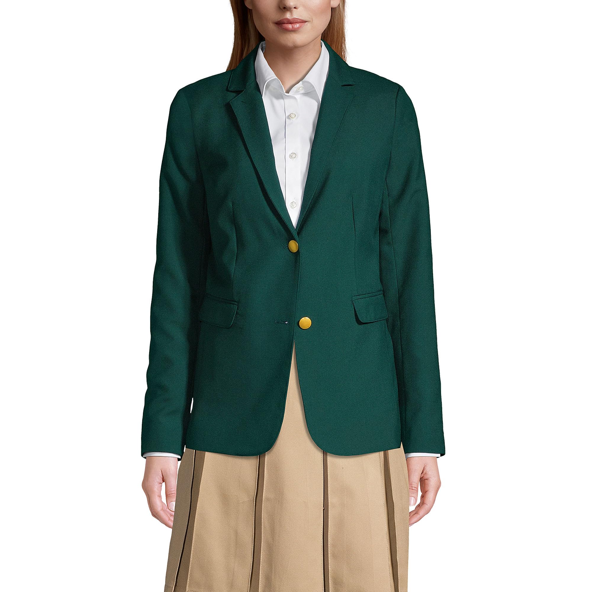 Lands' End Women's Hopsack Blazer - Classic School Uniform Jacket for Professional & Academic Wear | Office, Classroom & Formal Occasions