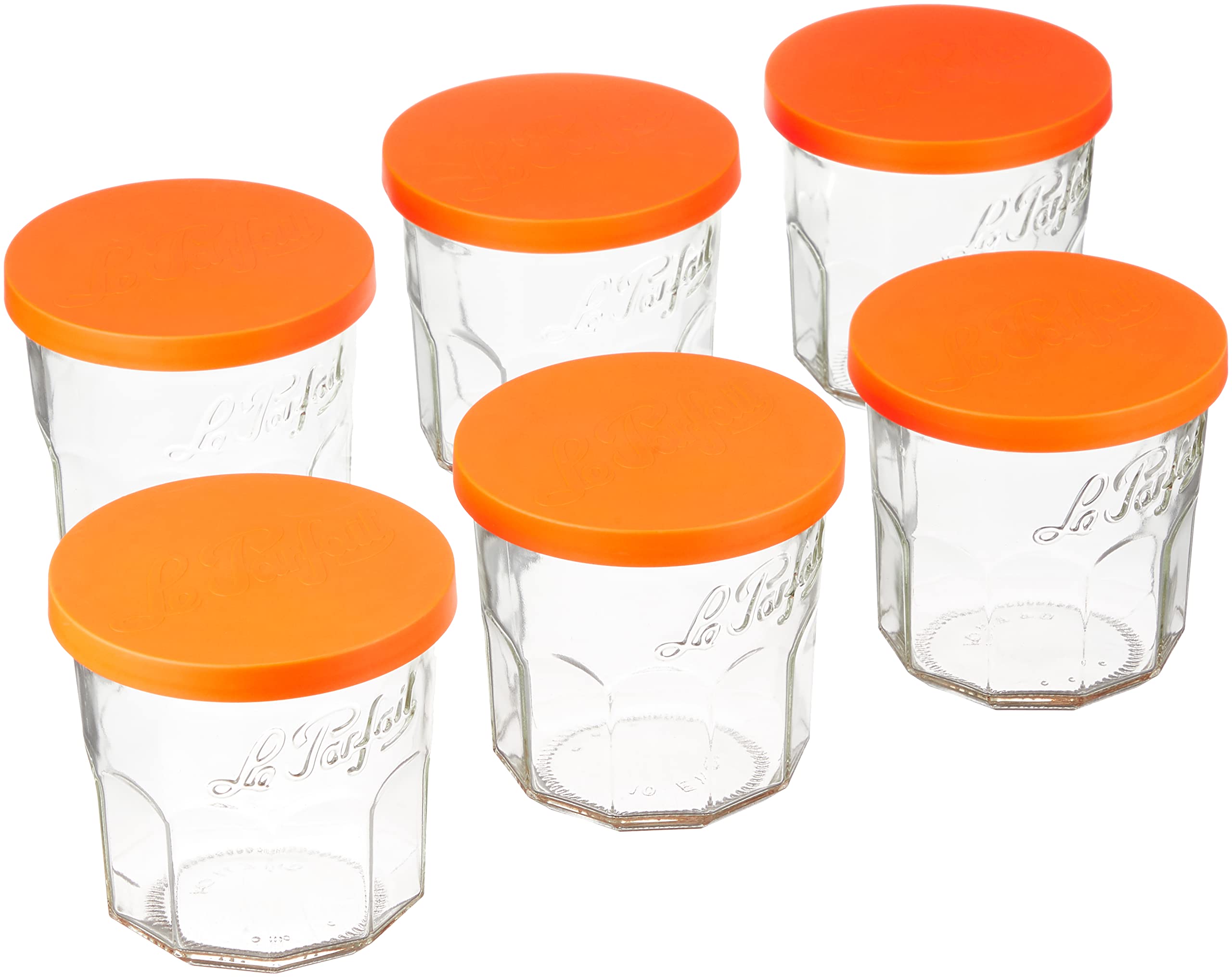 Le Parfait 440cc Clear Glass Jam Jars with Lids - Set of 6 (900552) | Perfect for Homemade Preserves, Canning, and Kitchen Storage