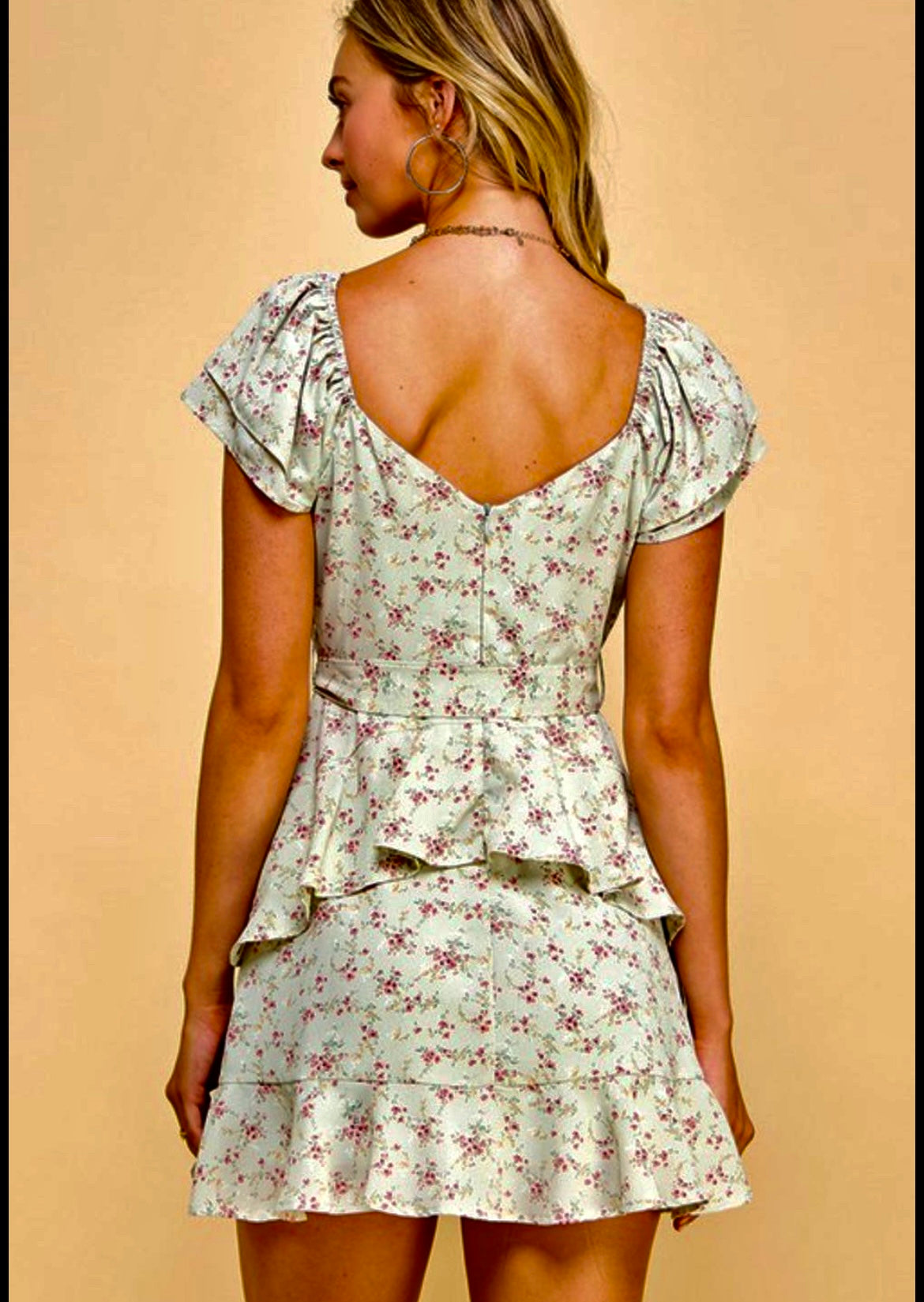 Soft Green Sage Mini Dress with Cap Sleeves | Flowy Summer Dress for Women | Perfect for Beach Vacations, Date Nights & Brunch Outings