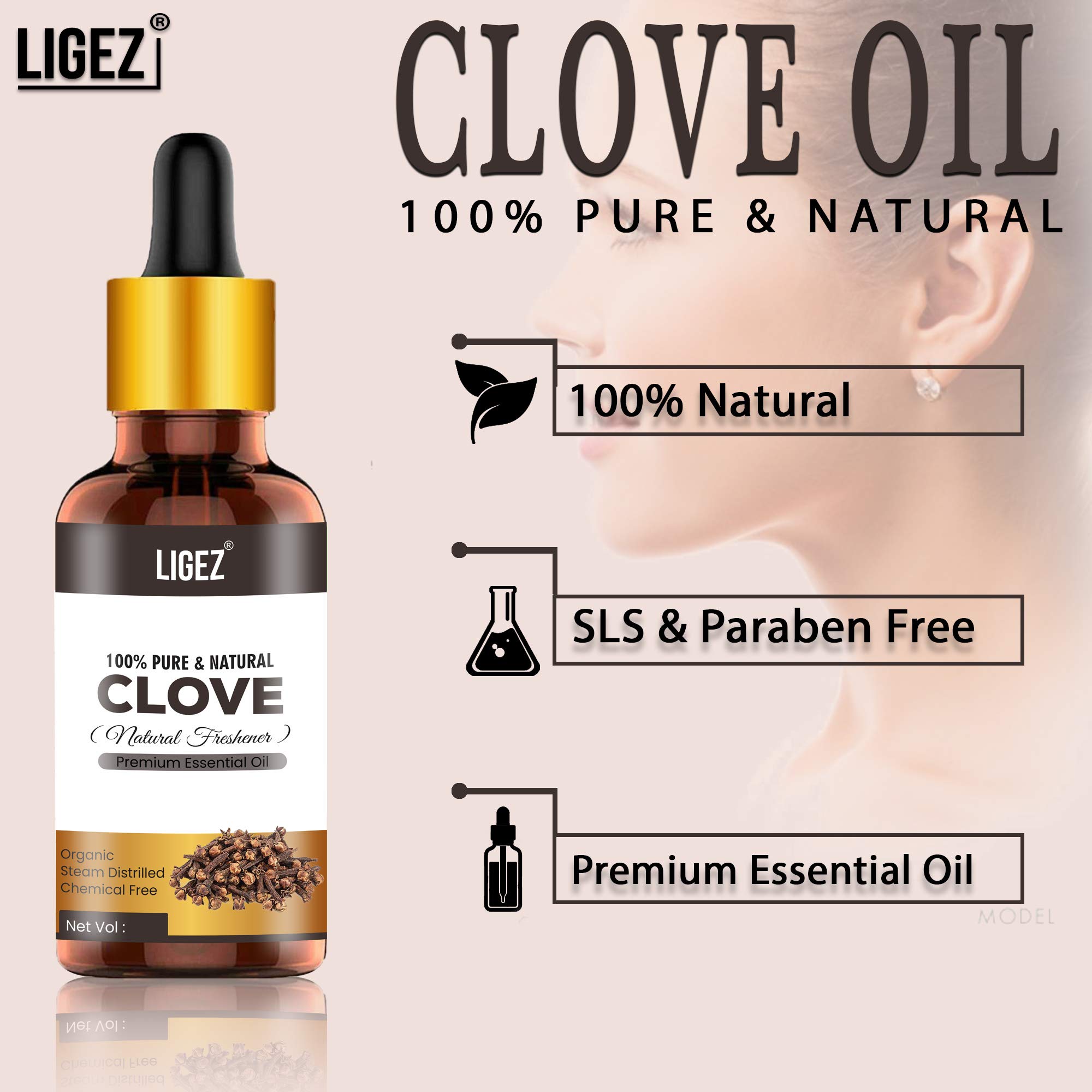 100% Pure Natural Clove Essential Oil for Hair Growth, Acne Treatment, Toothache Relief & Aromatherapy - 10ml Bottle for Diffusers, Massage & DIY Skincare