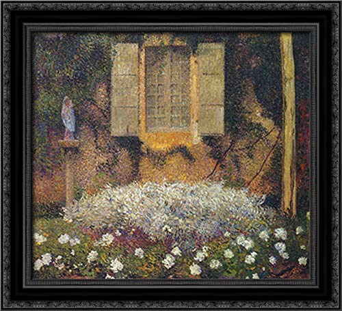 22x20 Black Ornate Wood Framed Canvas Art by Henri Martin - Garden View Landscape Painting for Living Room, Bedroom & Office Decor