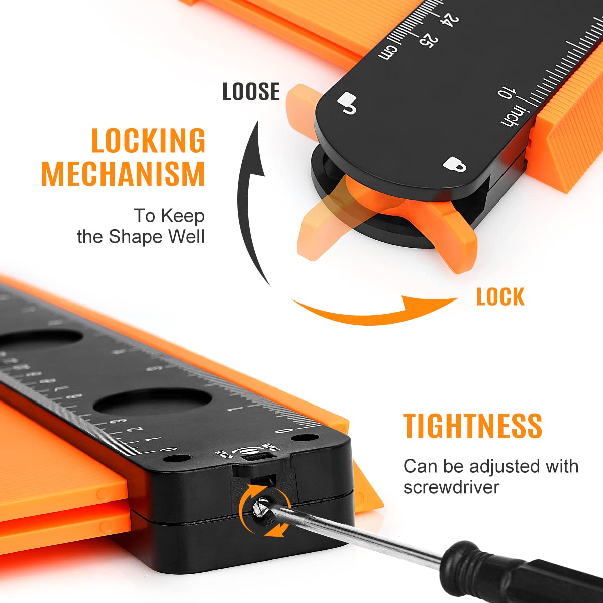 DODOWIN Professional Contour Gauge 2pcs - Large Profile Gauge for Woodworking, Carpentry, DIY Projects - Perfect Valentine's Day Gift for Men, Birthday Present for Husband - Use for Measuring Irregular Shapes on Furniture, Tiles, Pipes and More