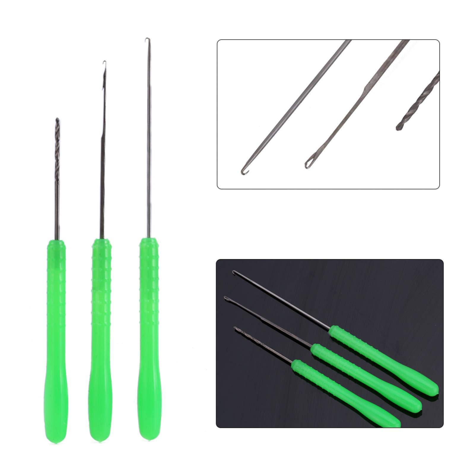 Alomejor 3Pcs/Set Premium Carp Fishing Hair Rigs Kit - 1 Hook Needle, 1 Stringer Needle, 1 Drill Needle | Handmade Boilie Rigs for Carp Angling | Perfect for Lake, River & Competition Fishing