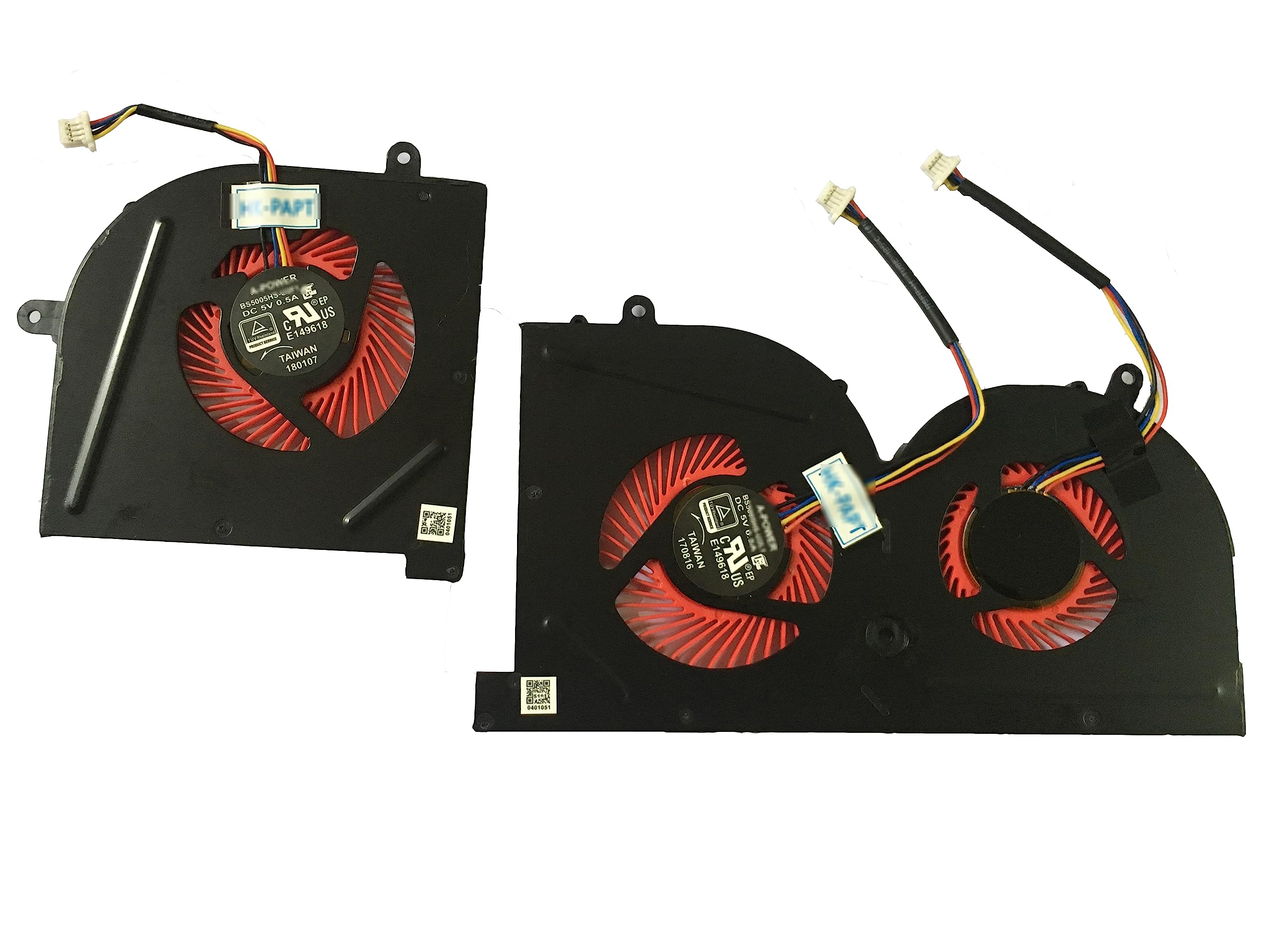 MSI GS63VR Laptop Cooling Fan Replacement for GS63VR 6RF/7RF/Stealth Pro - Compatible with MS-16K2, MS-17B1, BS5005HS-U2L1, BS5005HS-U2F1 Models - GPU & CPU Cooling Fan for Gaming & Performance Laptops