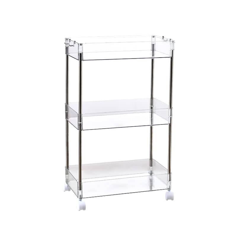 Chris.W 3-Tier Slim Rolling Storage Cart with Wheels - Clear Bathroom Organizer, Mobile Shelving Unit for Kitchen, Bathroom, Laundry & Office - Perfect for Narrow Spaces & Small Rooms (8