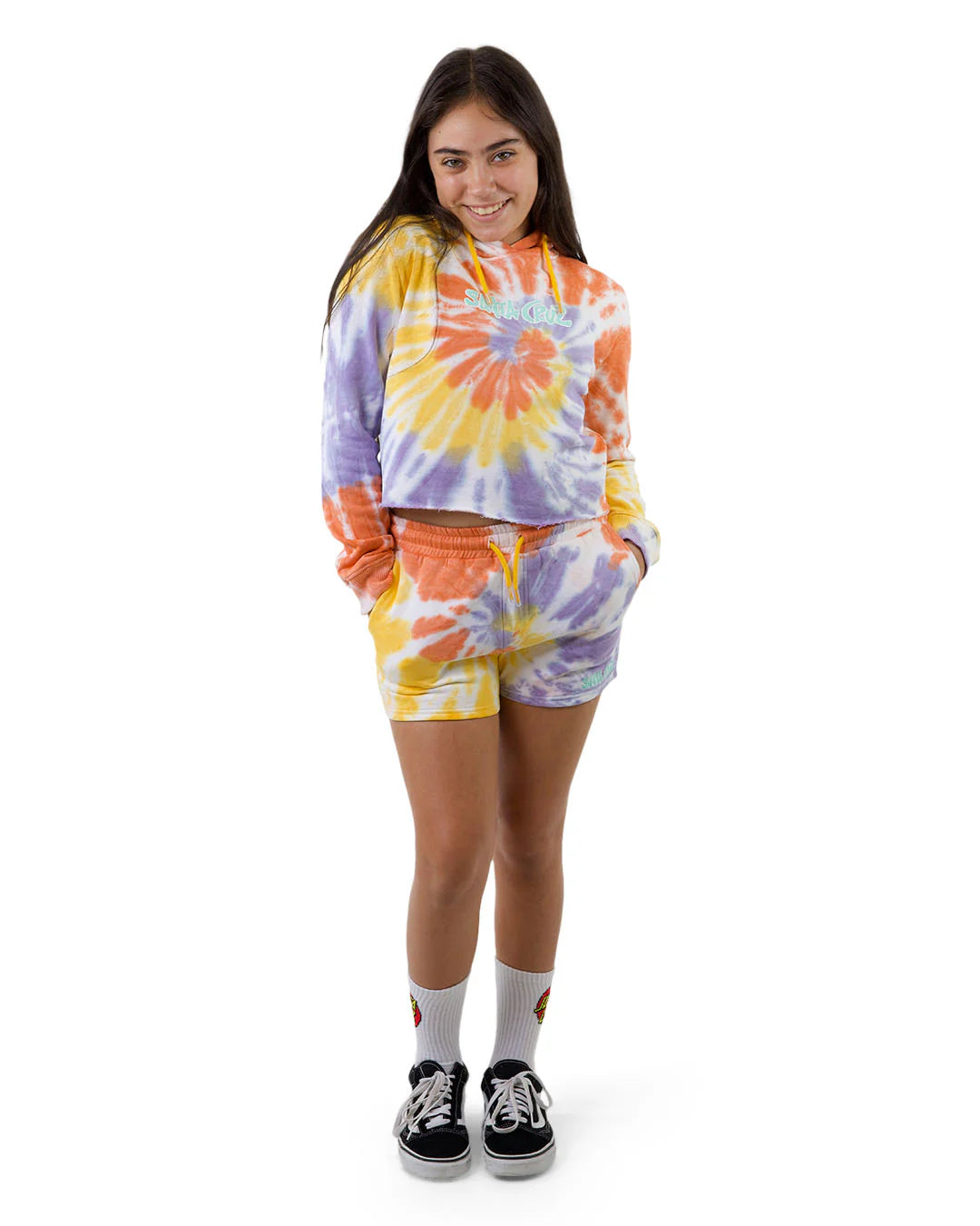 Santa Cruz SC Tropic Strip Front Girls Hoodie - Soft Cotton Pullover with Striped Design - Perfect for School, Beach & Casual Wear