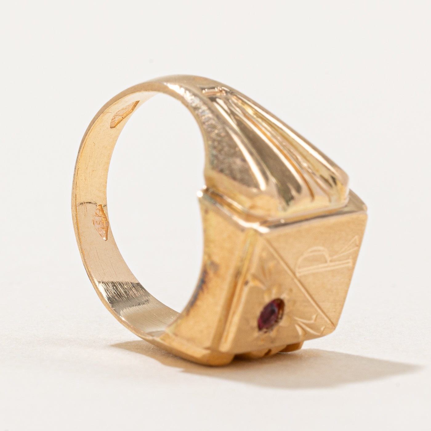 Red Glass 'R' Initial Signet Ring - Size 3.75 - Personalized Monogram Jewelry for Women & Men - Perfect for Gifts, Engagements & Everyday Wear