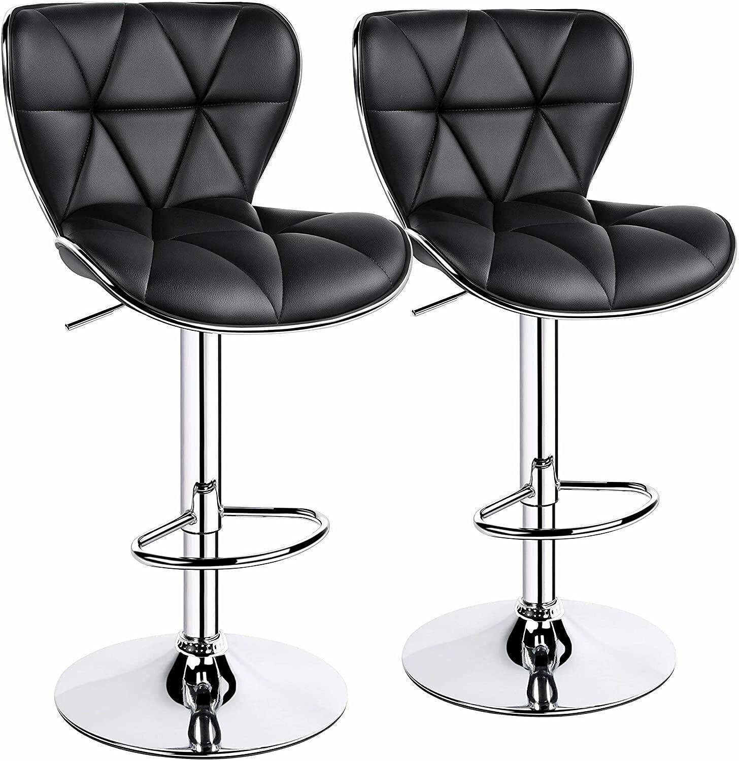 TratoKS Set of 2 Adjustable Swivel Bar Stools - Modern Kitchen Counter Height Barstools with Armrests for Kitchen Island, Breakfast Bar & Home Decor - Perfect for Dining, Entertaining & Small Spaces