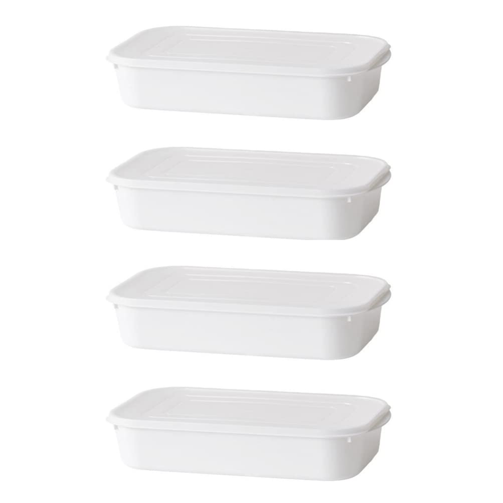 White Refrigerator Food Storage Containers - 4-Piece Set of 350ml Airtight Fruit & Vegetable Keepers | Perfect for Meal Prep, Snack Storage & Keeping Produce Fresh Longer