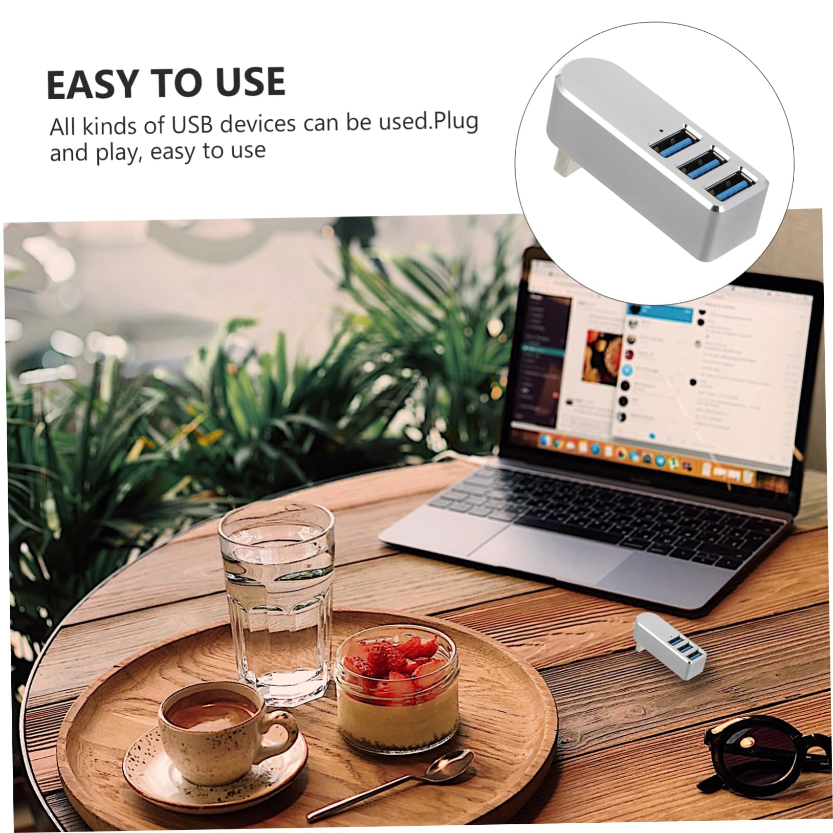 2pcs USB Hub Card Reader - Portable Aluminum Alloy USB Splitter for Phones & Computers