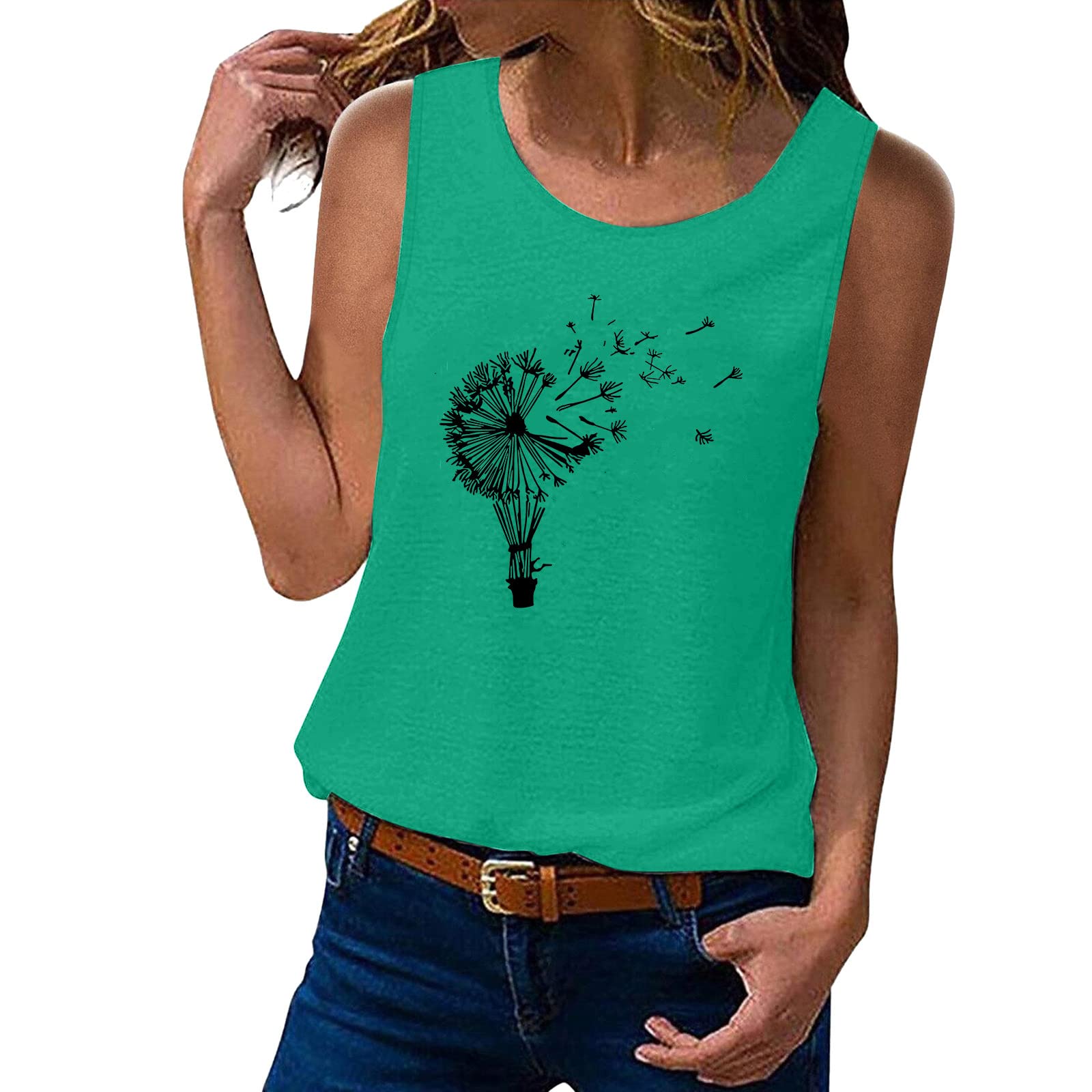 Women's Summer Sleeveless Crew Neck Tank Tops - Fashion Basic Tee Shirts & Blouses for Casual Wear, Beach Outfits, and Everyday Comfort