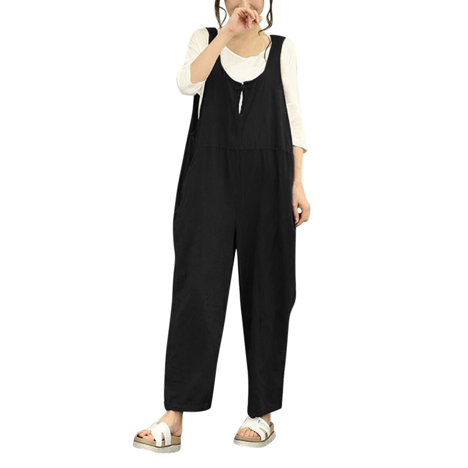 **Makalon Women's Casual Jogger Pants - Loose Fit Overalls, Long Trousers & Jumpsuit - Comfortable Sleeveless Dungarees for Running, Yoga, Lounge & Everyday Wear**