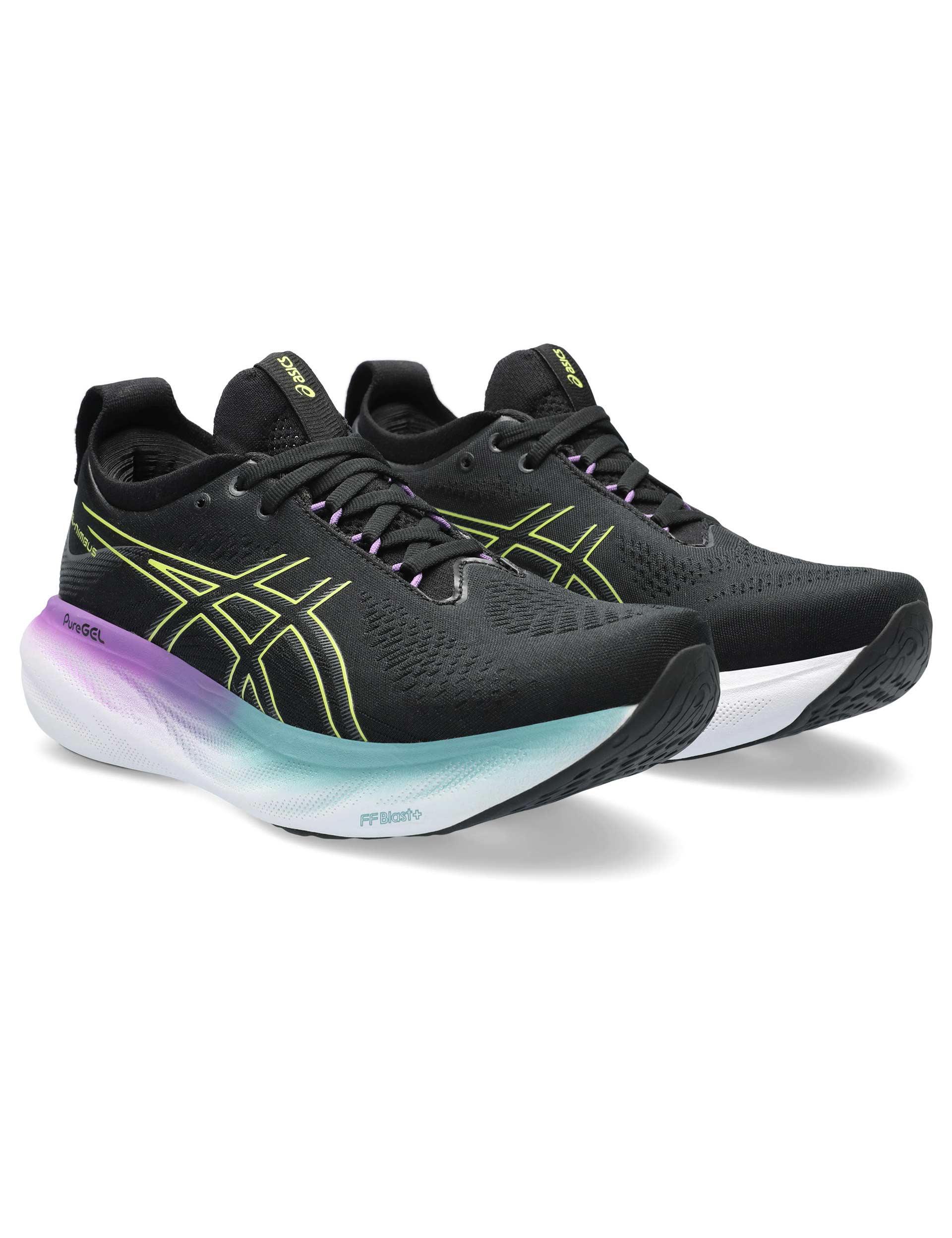 ASICS Men's Gel-Nimbus 25 Running Shoes - Black/Glow Yellow - Cushioned Road Running Sneakers for Marathon Training & Long Distance Jogging