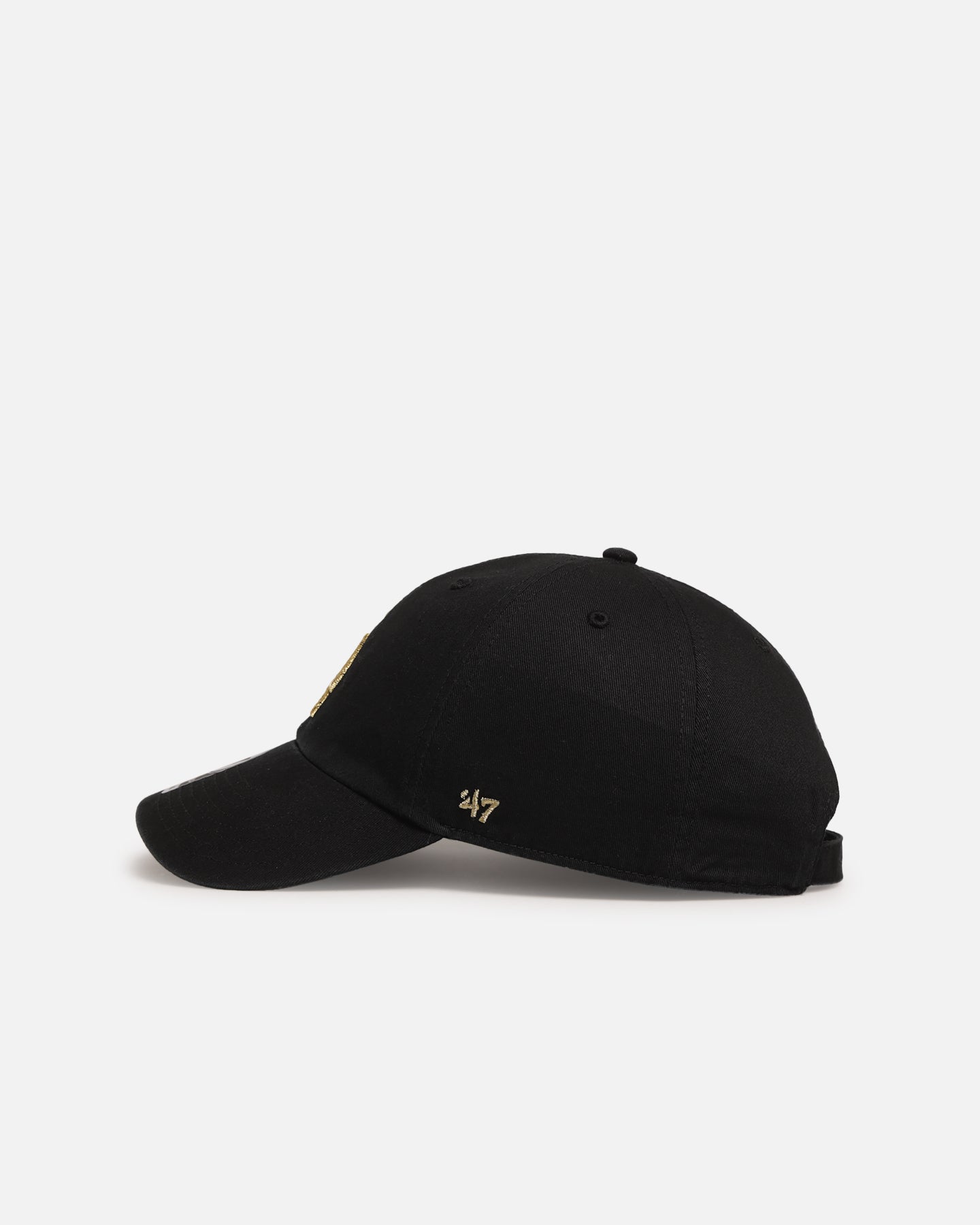 47 Brand Los Angeles Dodgers 'Metallic' 47 Clean Up Strapback Adjustable Snapback Hat - Black & Gold Baseball Cap for Men & Women - Perfect for Games, Streetwear & Casual Outfits