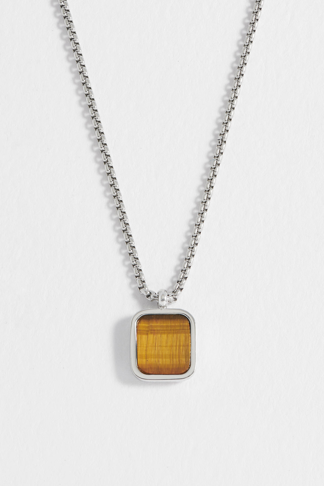 Men's Square Gemstone Pendant Necklace - Sterling Silver or Gold Plated Gemstone Jewelry for Gifts, Wedding & Everyday Wear
