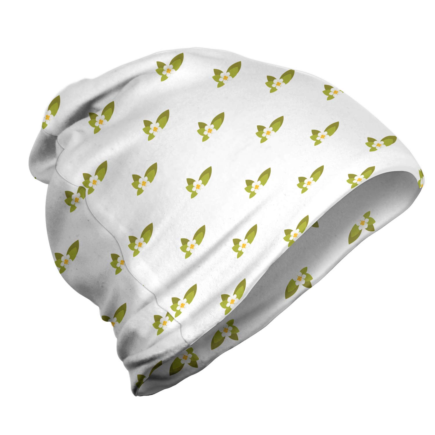 Ambesonne Unisex Beanie - Minimalist Floral Nature Design, Soft Stretchy Knit Hat for Men & Women - Perfect for Hiking, Camping & Outdoor Winter Activities