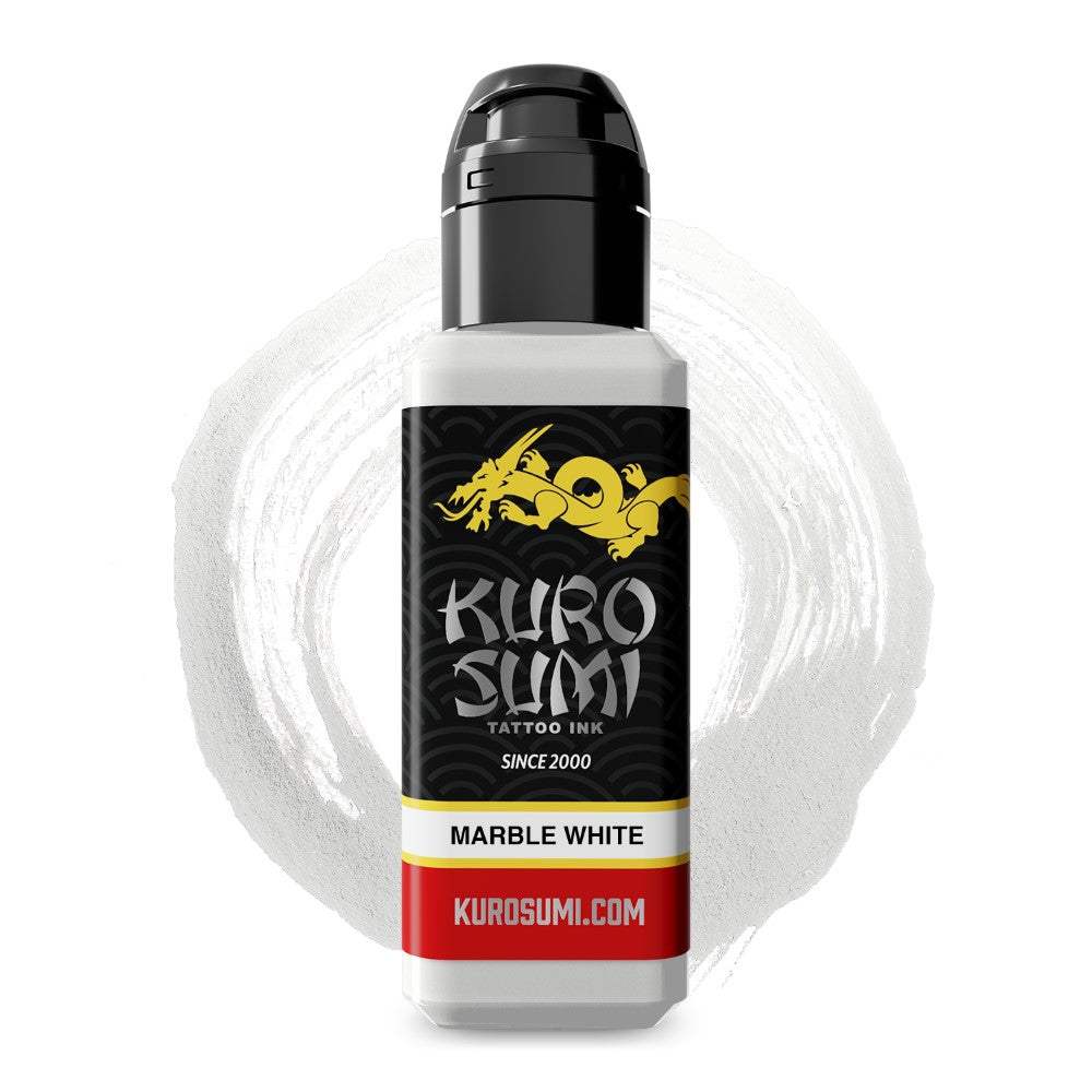 Kuro Sumi Marble White Tattoo Ink - Professional Japanese Style Tattoo Supplies for Artists - Perfect for Sleeves, Traditional & Blackwork Tattoos