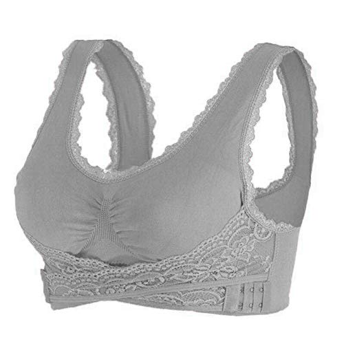Sexy Wirefree Sports Bra for Women - Seamless Cross Front Design with Adjustable Side Buckles & Removable Pads - Perfect for Running, Yoga & Gym Workouts (Grey)
