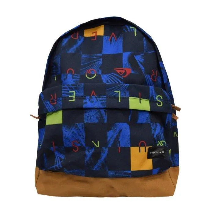 Quiksilver Everyday Poster Backpack - Blue & Brown Durable Daypack for School, Work & Travel | Lightweight Laptop Bag for Men & Women
