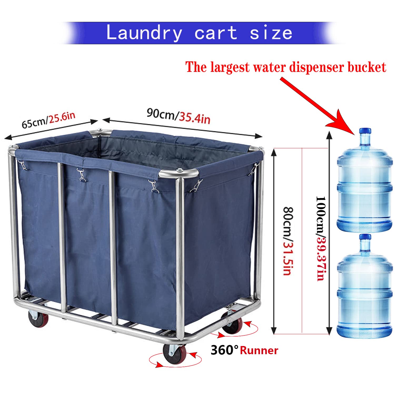 Heavy Duty Commercial Laundry Cart with Wheels - 12 Bushel (400L) Collapsible Rolling Laundry Hamper - Industrial Large Waterproof Laundry Basket for Home, Hotel & Hospital Storage - Perfect for Organizing Clothes, Linens & Bulk Laundry Transport