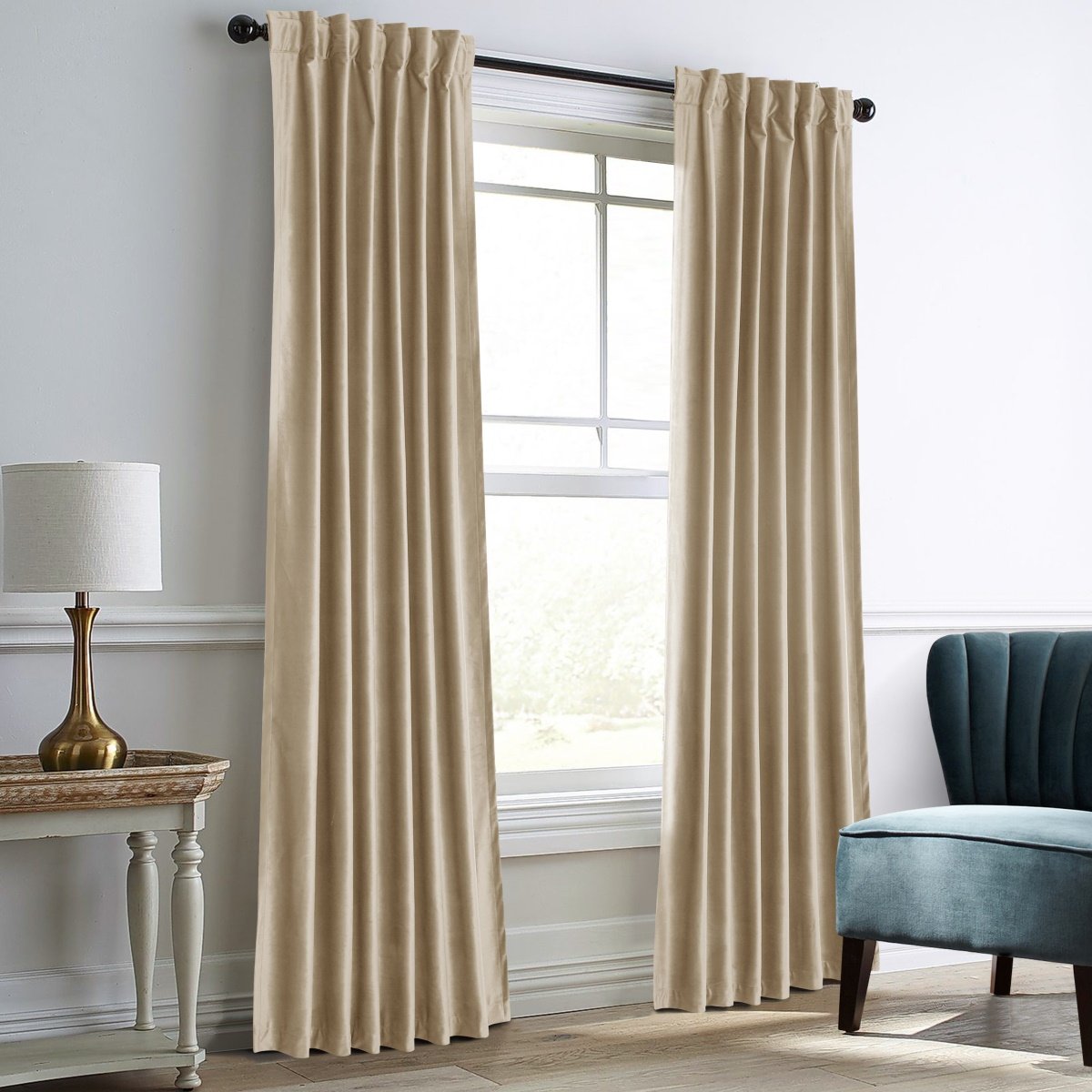 Thermal Insulated Blackout Velvet Curtains for Living Room & Bedroom - 2 Panels 100