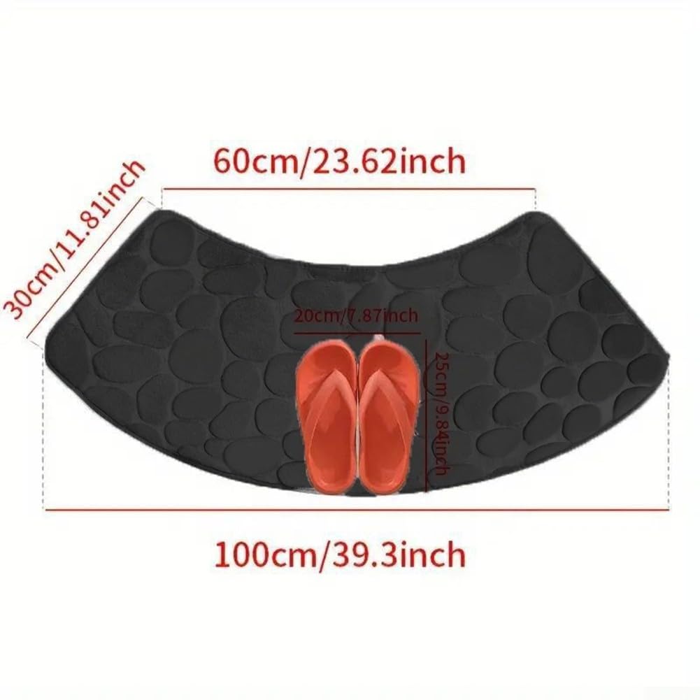 Non-Slip Corner Shower Mat - Anti-Skid Curved Bath Mat for Corner Showers | Machine Washable Bathroom Safety Mat for Shower, Laundry Room & Wet Areas (Black) - Perfect for Elderly Safety & Kids Bath Time