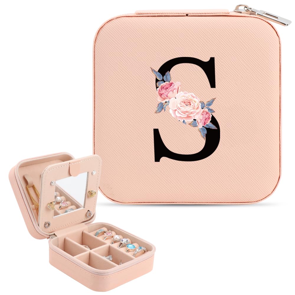 WALLFID Girls Jewelry Box with Mirror - Portable Travel Jewelry Organizer for Kids, Small Jewelry Storage Case - Perfect Birthday Gift for Girls & Travel Essential Accessories (S) - Ideal for Travel, Home Storage & Birthday Presents
