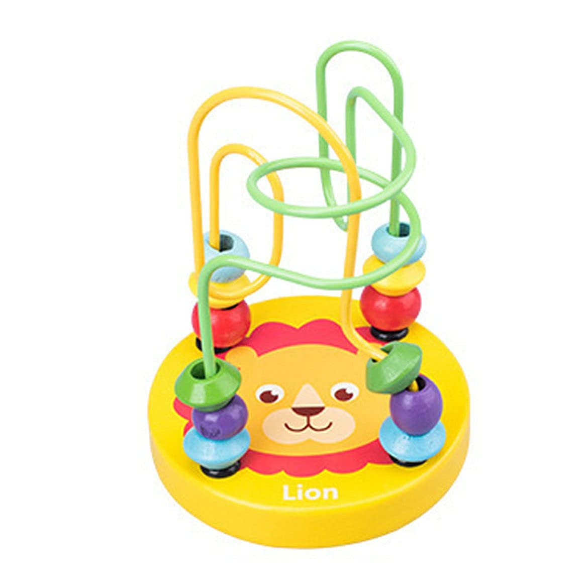 Educational Math Toy for Kids - Montessori Wooden Mini Circles Bead Wire Maze Roller Coaster Abacus Puzzle - Fun Learning STEM Gift for Boys & Girls (Yellow Lion) - Perfect for Classroom, Homeschool & Early Childhood Development