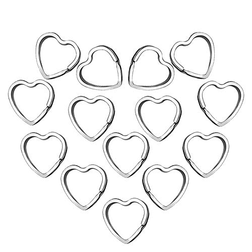 50pcs Heart Shaped Split Key Rings Silver