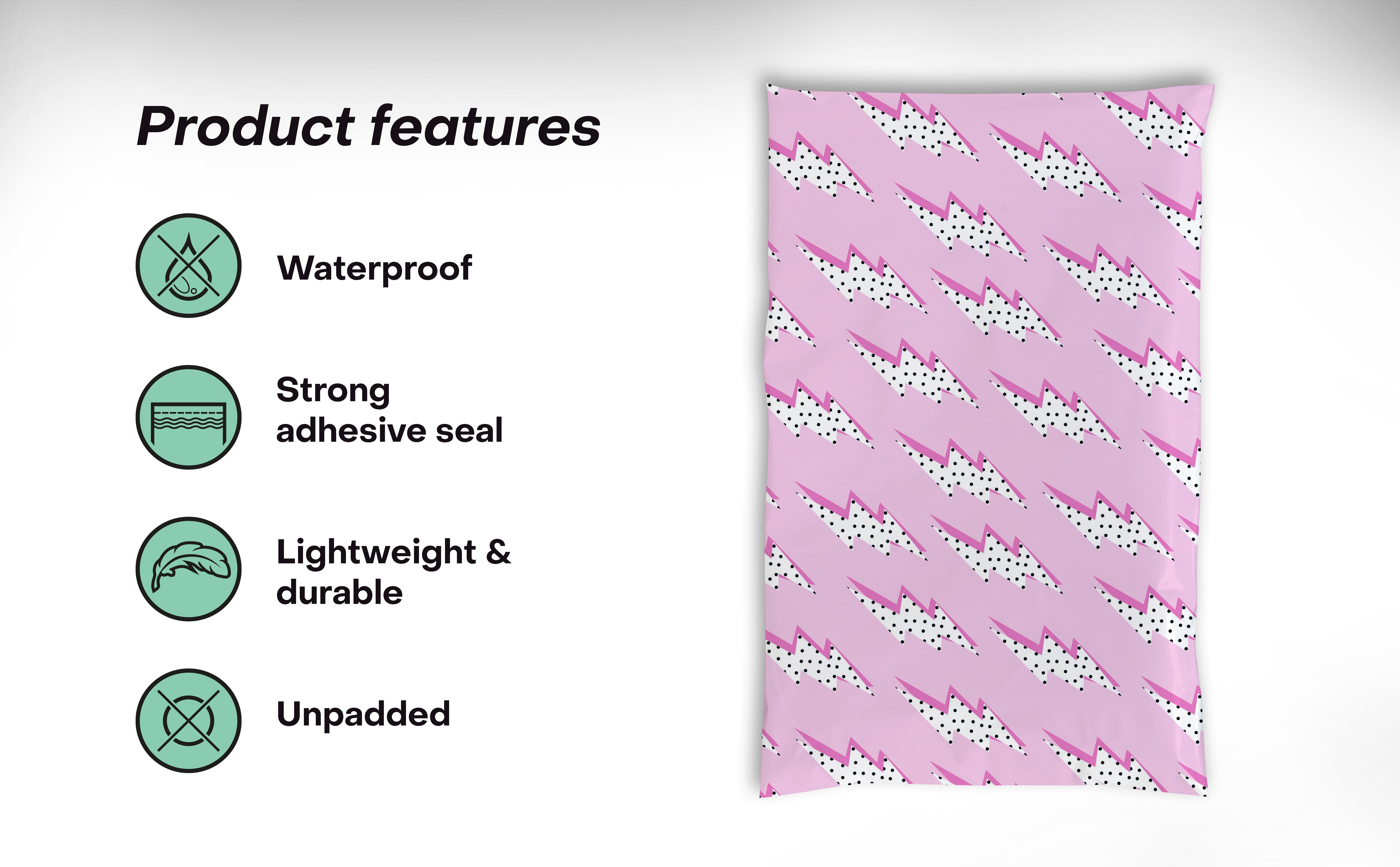 100 Pack 6x9 Lightning Bolt Polymailers - Durable Shipping Envelopes for Ecommerce, Small Packages & Mailing Needs