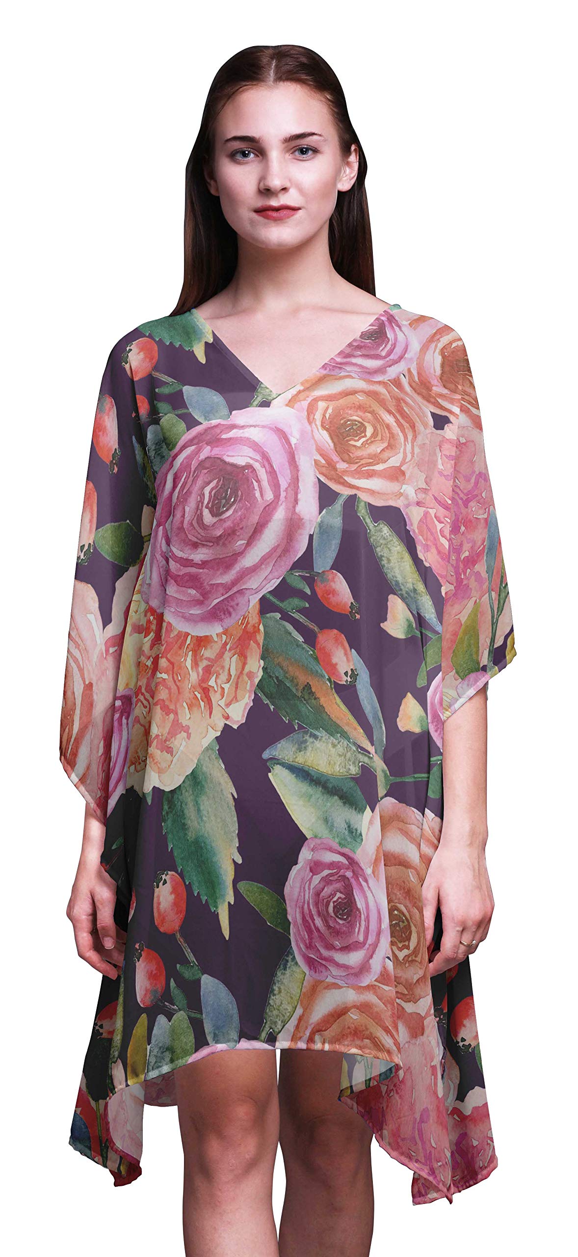 Bimba Women's Short Caftan Midi Dress - Beach Cover Up, Swimwear Wrap, Boho Summer Kaftan for Poolside, Vacation & Resort Wear