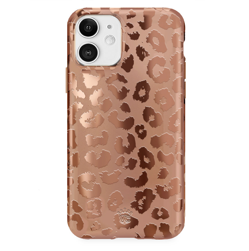 Bronze Chrome Leopard Print iPhone Case - Stylish Protective Cover for iPhone 13/14/15 Pro Max | Perfect for Fashion Lovers & Wild Animal Print Enthusiasts